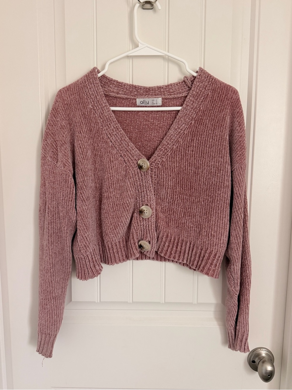 Dusty Rose V-Neck Button Cardigan Sweater